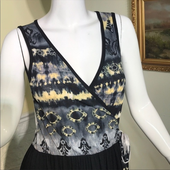 Sz Med⭐️NWT Chris and Carol Ikat Black & Grey Summer Maxi Dress - Picture 5 of 13